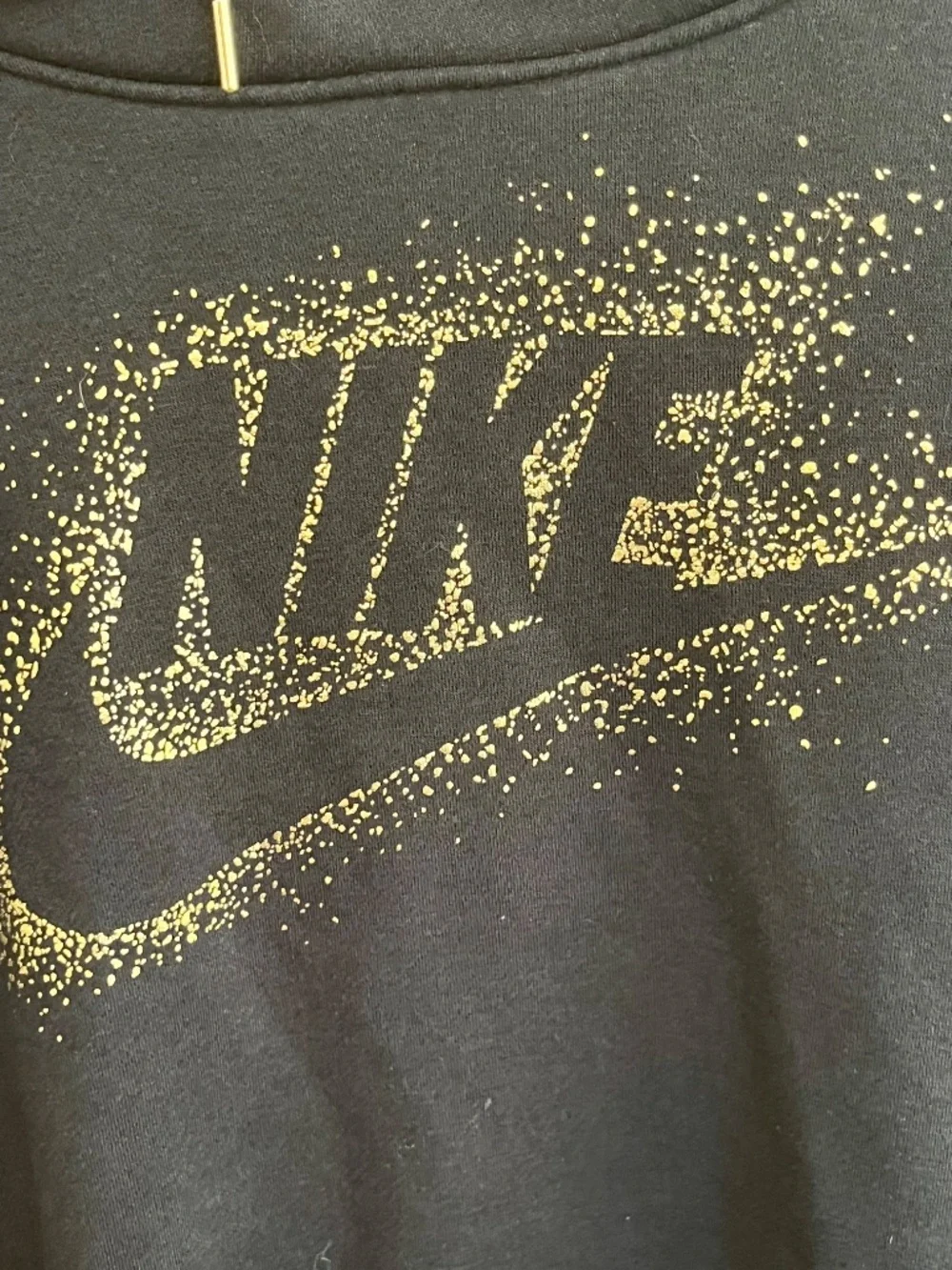 Nike Sportswear Rally Black and Gold Metallic Funnel Neck Hoodie Size Medium